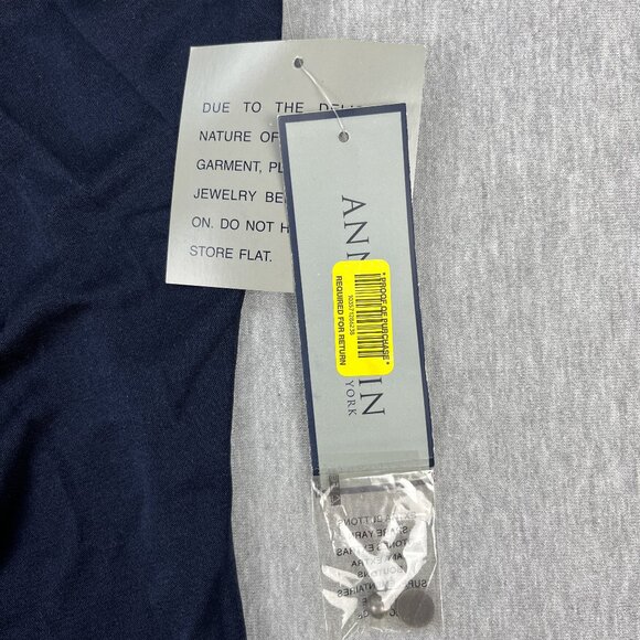 Anne Klein Sleeveless Top Womens L Navy Blue Silk Nylon Round Neck Metal Sequins - Picture 8 of 14